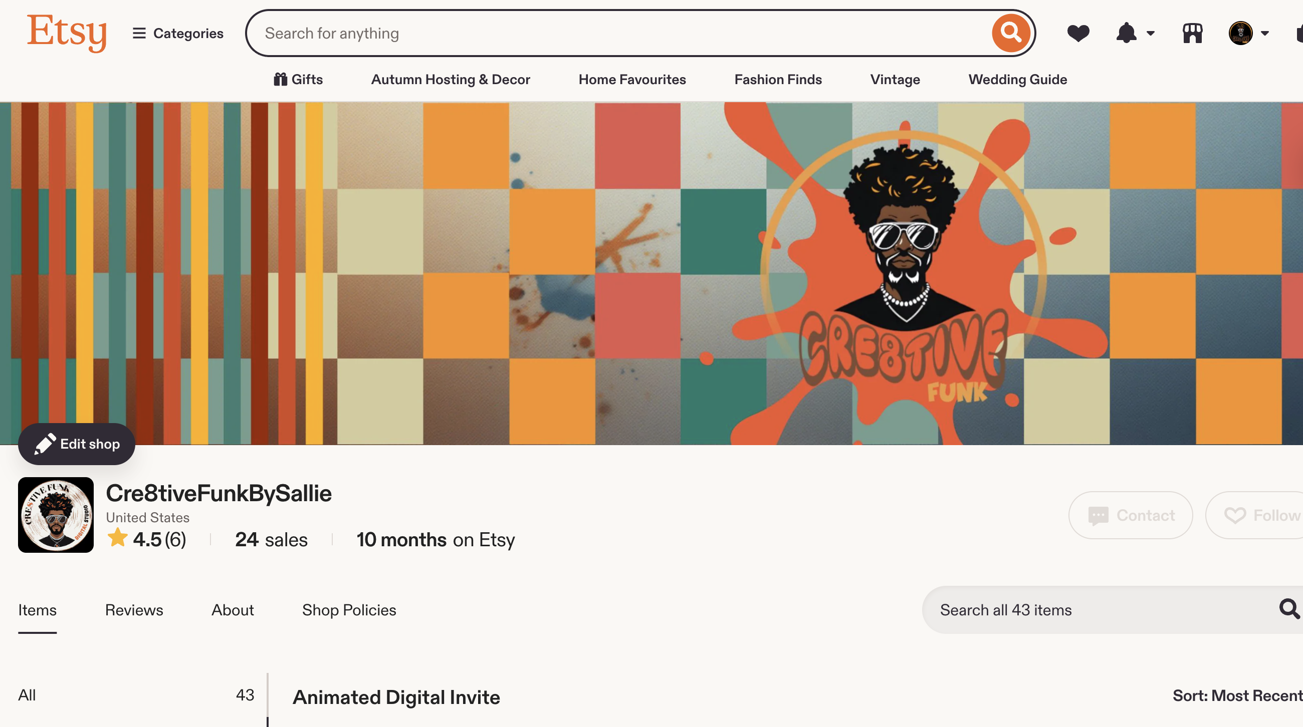 Cre8tiveFunk Official Etsy Storefront Preview