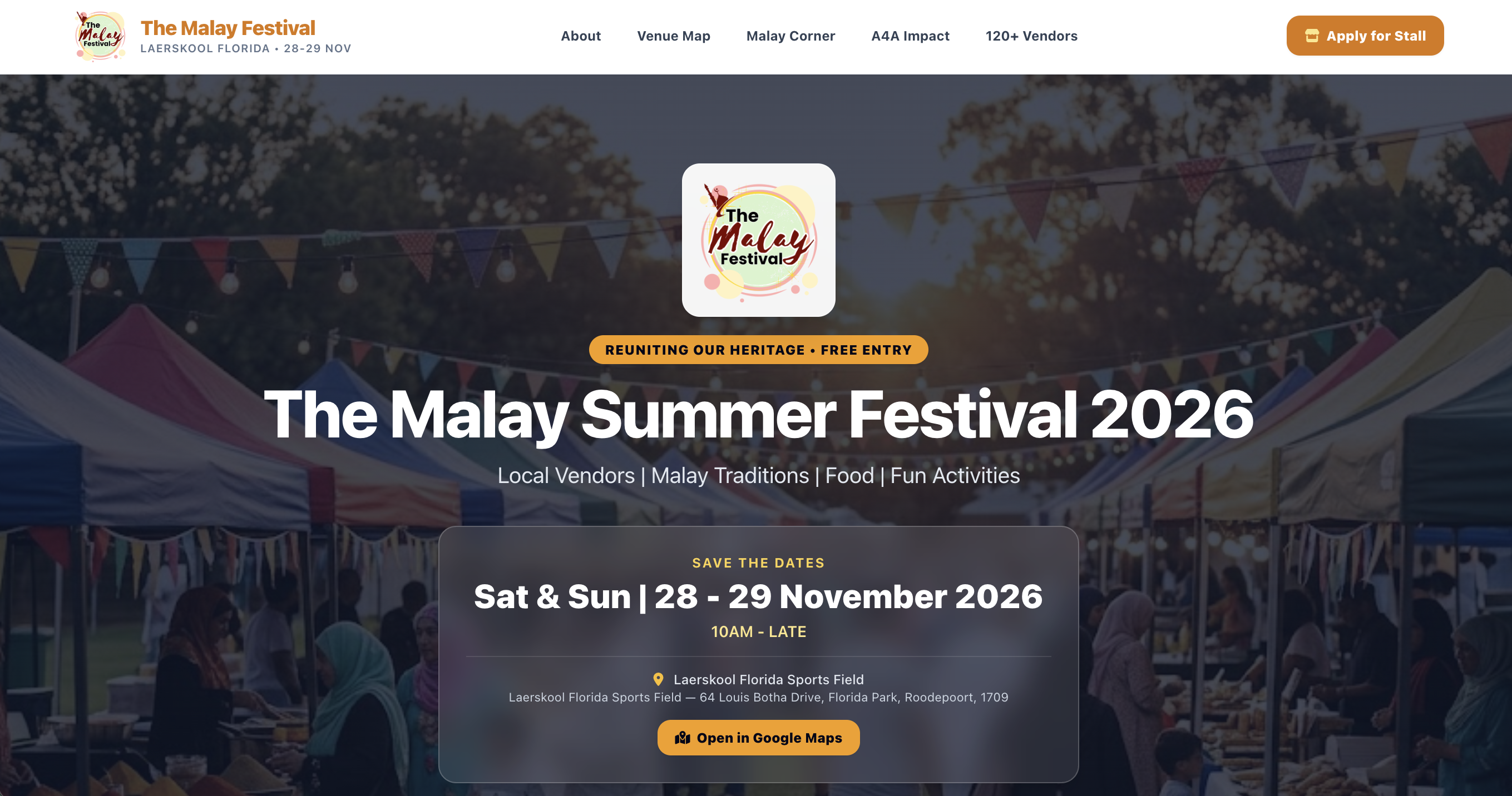 The Malay Summer Festival 2026 Website Interface