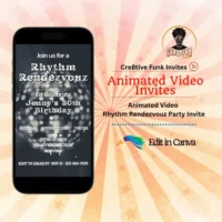 💃 Boogie Fever Rhythm Rendezvous Animated Video Invite | 70s Disco Birthday Party | Funky Editable Canva Template