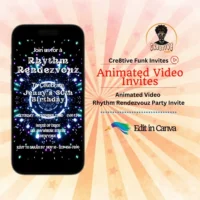 🎧 Bassline Birthday Rhythm Rendezvous Animated Video Invite | Music-Themed Party | Editable Canva Birthday Template
