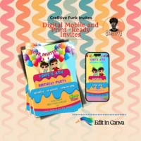 🌈Omar & Hana – Joyful Journey Birthday Invite